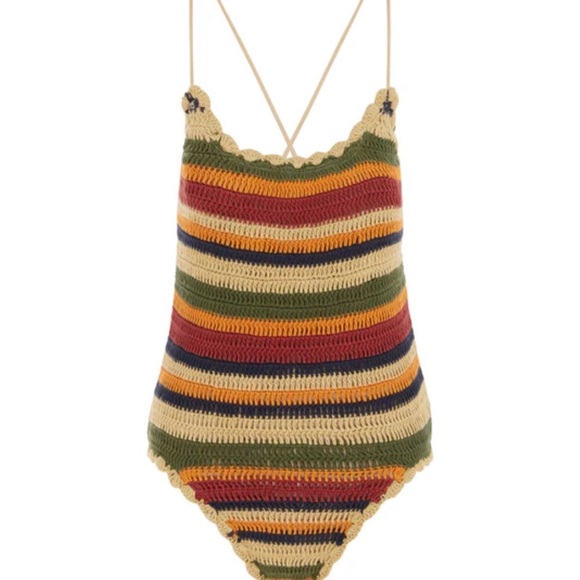 It’s Now Cool The Crochet One Piece Bathing Suit Stripe Size Extra Large NWT - Picture 2 of 6